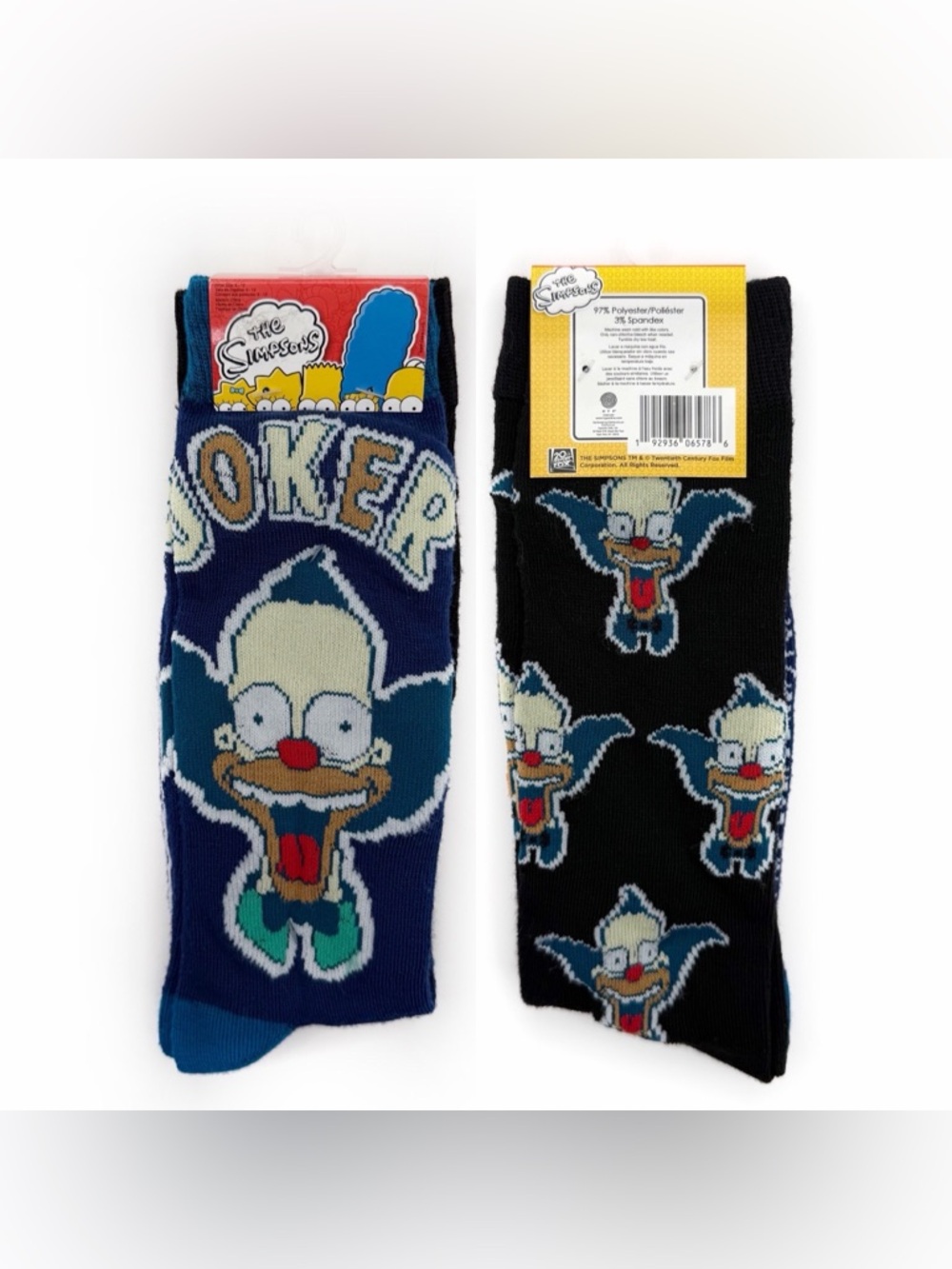 NWT New The Simpsons Krusty the Clown Joker Crew Socks Mens Womens Funny Gift